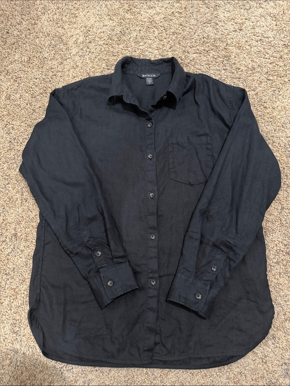 Athleta Black Retreat Linen Button Up